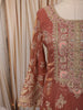 Rust Orange Floral Sequins and Zari Embroidered Design Tissue Silk Palazzo Suit with Matching Dupatta