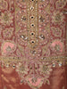 Rust Orange Floral Sequins and Zari Embroidered Design Tissue Silk Palazzo Suit with Matching Dupatta