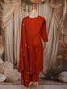 Rust Orange Floral Thread Embroidered Design Cotton Straight Cut Salwar Suit wit Matching Dupatta
