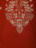 Rust Orange Floral Thread Embroidered Design Cotton Straight Cut Salwar Suit wit Matching Dupatta
