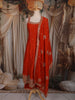 Rust Orange Floral Thread Embroidered Design Georgette Anarkali Salwar Suit with Dupatta