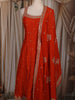 Rust Orange Floral Thread Embroidered Design Georgette Anarkali Salwar Suit with Dupatta