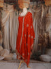 Rust Orange Floral Thread Embroidered Design Georgette Anarkali Salwar Suit with Dupatta