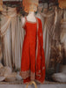 Rust Orange Floral Thread Embroidered Design Georgette Anarkali Salwar Suit with Dupatta