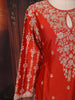 Rust Orange Floral Thread Embroidered Design Raw Silk Palazzo Suit