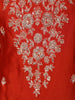 Rust Orange Floral Thread Embroidered Design Raw Silk Palazzo Suit