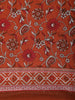 Rust Orange Floral Vine Printed Design Cotton Casual Wear Saree