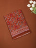 Rust Orange Floral Vine Printed Design Cotton Casual Wear Saree