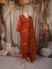Rust Orange Floral Vine Printed Design Pure Cotton Straight Cut Salwar Suit with Matching Dupatta