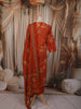 Rust Orange Floral Vine Printed Design Pure Cotton Straight Cut Salwar Suit with Matching Dupatta