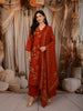 Rust Orange Floral Vine Printed Design Pure Cotton Straight Cut Salwar Suit with Matching Dupatta