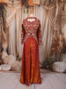 Rust Orange Floral Vine Sequins and Beads Embroidered Design Organza Palazzo Suit with Matching Choker Dupatta
