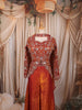 Rust Orange Floral Vine Sequins and Beads Embroidered Design Organza Palazzo Suit with Matching Choker Dupatta