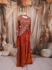 Rust Orange Floral Vine Sequins and Beads Embroidered Design Organza Palazzo Suit with Matching Choker Dupatta