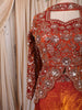 Rust Orange Floral Vine Sequins and Beads Embroidered Design Organza Palazzo Suit with Matching Choker Dupatta