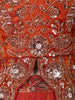 Rust Orange Floral Vine Sequins and Beads Embroidered Design Organza Palazzo Suit with Matching Choker Dupatta