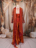 Rust Orange Floral Vine Sequins and Beads Embroidered Design Organza Palazzo Suit with Matching Choker Dupatta