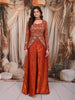 Rust Orange Floral Vine Sequins and Beads Embroidered Design Organza Palazzo Suit with Matching Choker Dupatta
