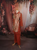 Rust Orange Floral Vine Sequins and Beads Embroidered Design Tissue Silk Party Wear Salwar Suit