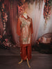 Rust Orange Floral Vine Sequins and Beads Embroidered Design Tissue Silk Party Wear Salwar Suit