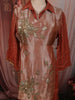 Rust Orange Floral Vine Sequins and Beads Embroidered Design Tissue Silk Party Wear Salwar Suit