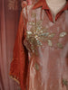 Rust Orange Floral Vine Sequins and Beads Embroidered Design Tissue Silk Party Wear Salwar Suit