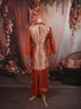 Rust Orange Floral Vine Sequins and Beads Embroidered Design Tissue Silk Party Wear Salwar Suit