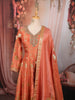 Rust Orange Floral Vine Zari Embroidered Design Banarasi Silk Festive Wear Palazzo Suit with Matching Dupatta
