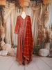 Rust Orange Floral Vine Zari Embroidered and Stone Embellished Design Georgette Long Anarkali Gown with Matching Dupatta
