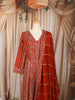Rust Orange Floral Vine Zari Embroidered and Stone Embellished Design Georgette Long Anarkali Gown with Matching Dupatta