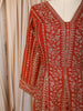 Rust Orange Floral Vine Zari Embroidered and Stone Embellished Design Georgette Long Anarkali Gown with Matching Dupatta