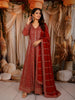 Rust Orange Floral Vine Zari Embroidered and Stone Embellished Design Georgette Long Anarkali Gown with Matching Dupatta