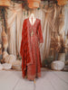 Rust Orange Floral Vine Zari Embroidered and Stone Embellished Design Georgette Long Anarkali Gown with Matching Dupatta
