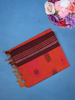 Rust Orange Floral Woven Saree With Contrast Border