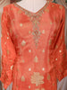 Rust Orange Floral Zari Embroidered Design Crepe Straight Cut Salwar Suit