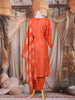 Rust Orange Floral Zari Embroidered Design Crepe Straight Cut Salwar Suit