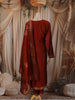 Rust Orange Floral Zari Embroidered Design Semi Silk Straight Cut Salwar Suit with Dupatta