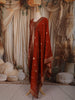 Rust Orange Floral Zari Embroidered Design Semi Silk Straight Cut Salwar Suit with Dupatta