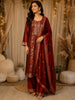 Rust Orange Floral Zari Embroidered Design Semi Silk Straight Cut Salwar Suit with Dupatta