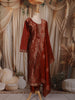 Rust Orange Floral Zari Embroidered Design Semi Silk Straight Cut Salwar Suit with Dupatta