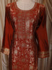 Rust Orange Floral Zari Embroidered Design Semi Silk Straight Cut Salwar Suit with Dupatta