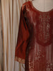 Rust Orange Floral Zari Embroidered Design Semi Silk Straight Cut Salwar Suit with Dupatta