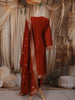Rust Orange Floral Zari Embroidered Design Semi Silk Straight Cut Salwar Suit with Dupatta