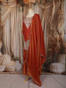 Rust Orange Floral Zari Embroidered Design Tissue Silk Lehenga with Dupatta