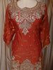 Rust Orange Floral Zari Embroidered Design Tissue Silk Lehenga with Dupatta