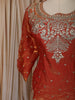 Rust Orange Floral Zari Embroidered Design Tissue Silk Lehenga with Dupatta