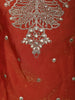 Rust Orange Floral Zari Embroidered Design Tissue Silk Lehenga with Dupatta