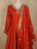 Rust Orange Floral Zari Woven Design Cotton Anarkali Salwar Suit with Dupatta