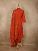 Rust Orange Geometric Printed Design Cotton Salwar Suit with Dupatta