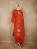 Rust Orange Geometric Printed Design Cotton Salwar Suit with Dupatta